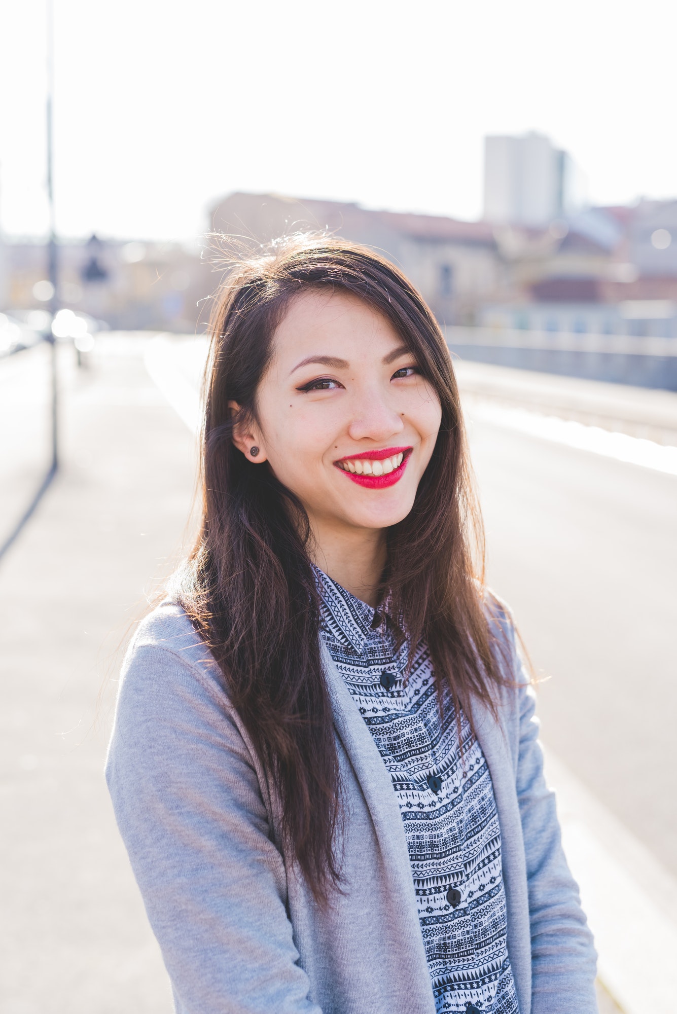 Young chinese woman smiling